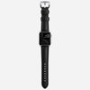 Traditional strap black leather silver hardware    